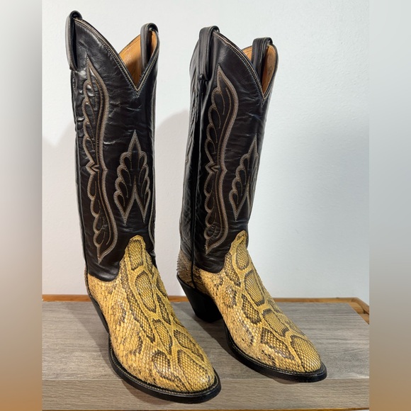 Tony Lama Gold Label Women’s Exotic Western Boots Size 6.5 A Snakeskin USA Made - Picture 1 of 16